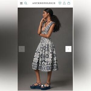 NWT‎ Anthropologie V-Neck Drop-Waist Midi Dress Size 10 Prairie Cottage Core